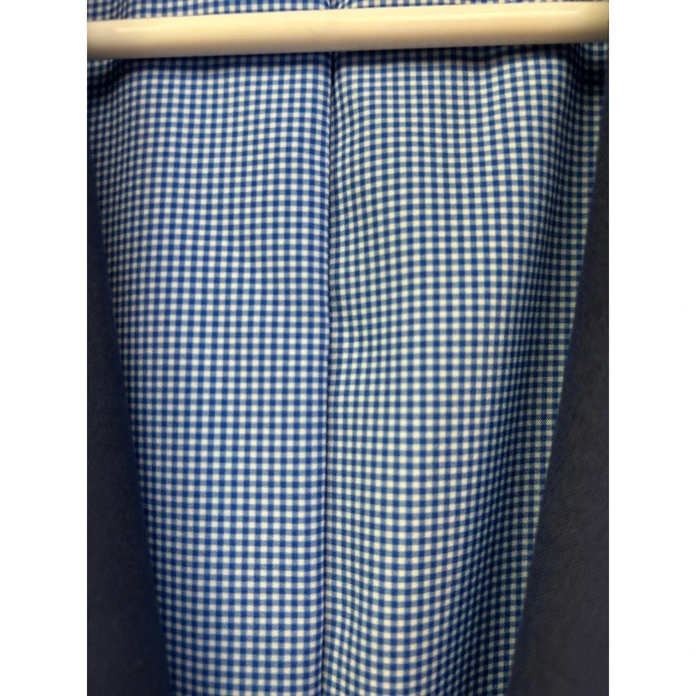 Egara Suit Jacket Mens 40 Long Blue Skinny Fit Stretch Gingham Lining‎ Preppy